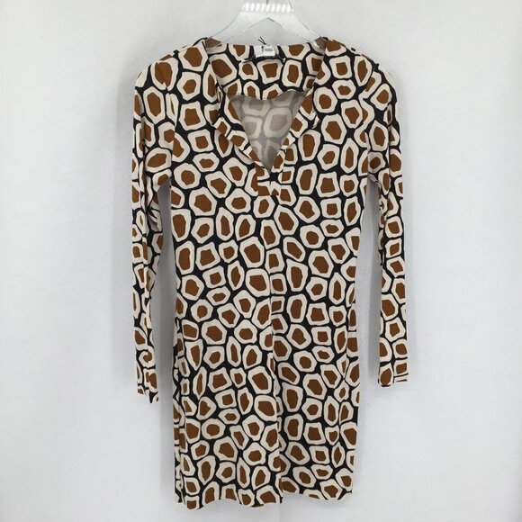 DVF Diane von Furstenberg Reina Stone Leopard camel tunic dress silk tan new 2 - Picture 1 of 5